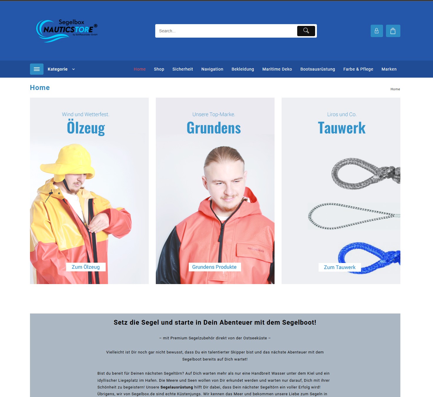 Segelbox.de – Nauticstore · Webshop, SEO, Banner & Social Media